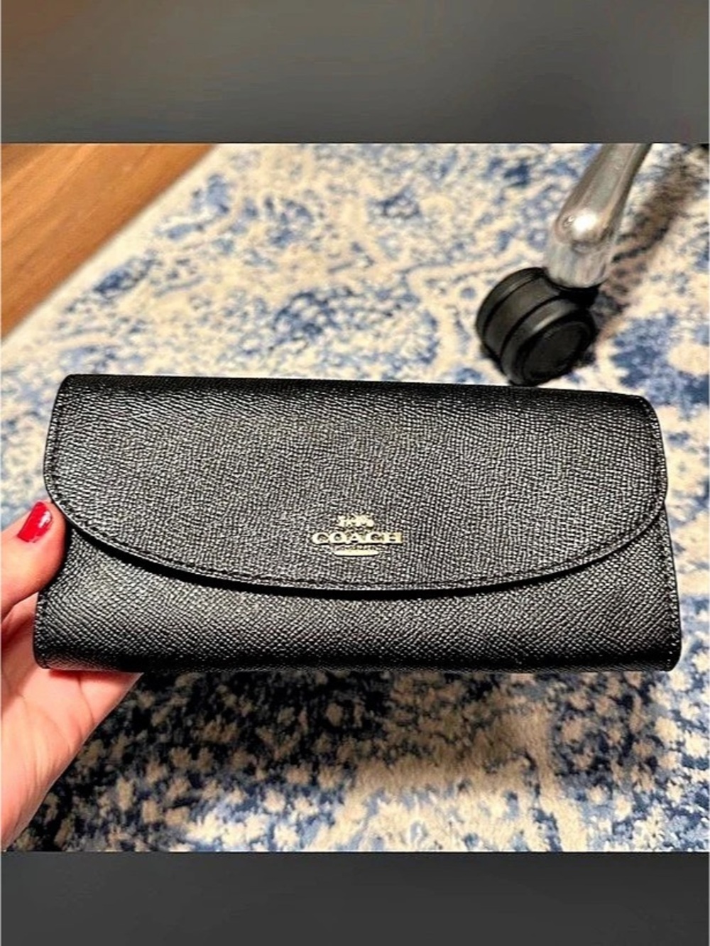 Coach Crossgrain Leather Envelope Wallet Black